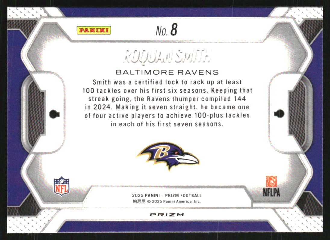 2025 Panini Prizm Lockdown! Prizms No Huddle #8 Roquan Smith