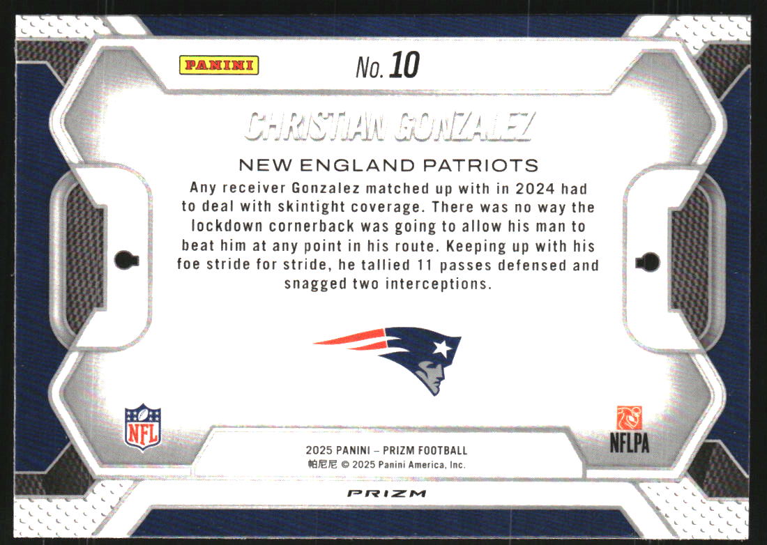 2025 Panini Prizm Lockdown! Prizms No Huddle #10 Christian Gonzalez