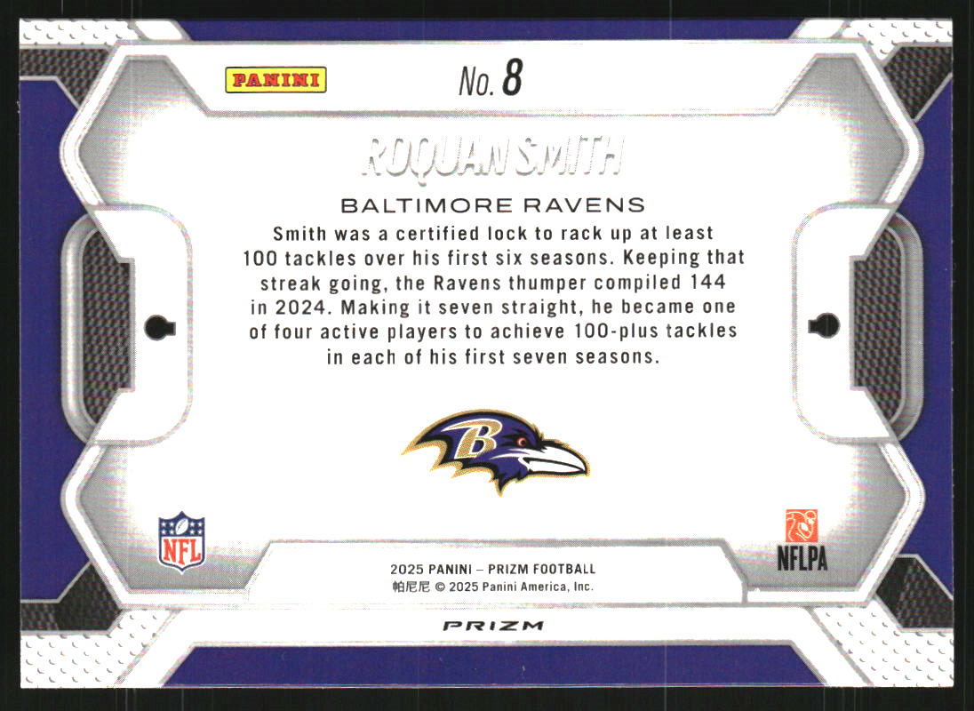 2025 Panini Prizm Lockdown! Prizms Silver #8 Roquan Smith