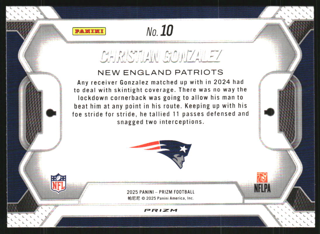 2025 Panini Prizm Lockdown! Prizms Silver #10 Christian Gonzalez
