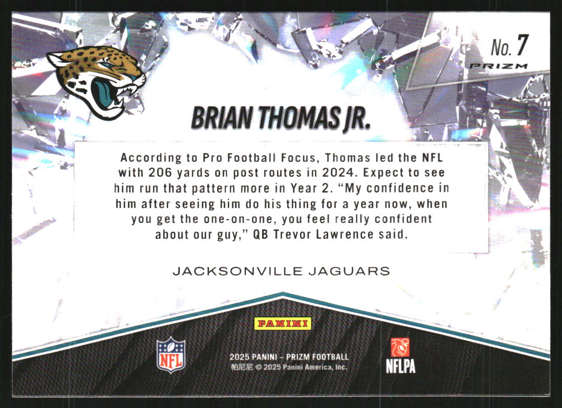 2025 Panini Prizm Prizm Break Prizms No Huddle #7 Brian Thomas Jr.