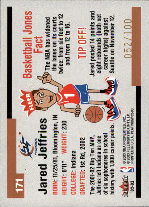 2002-03 Fleer Platinum Finish #171 Jared Jeffries