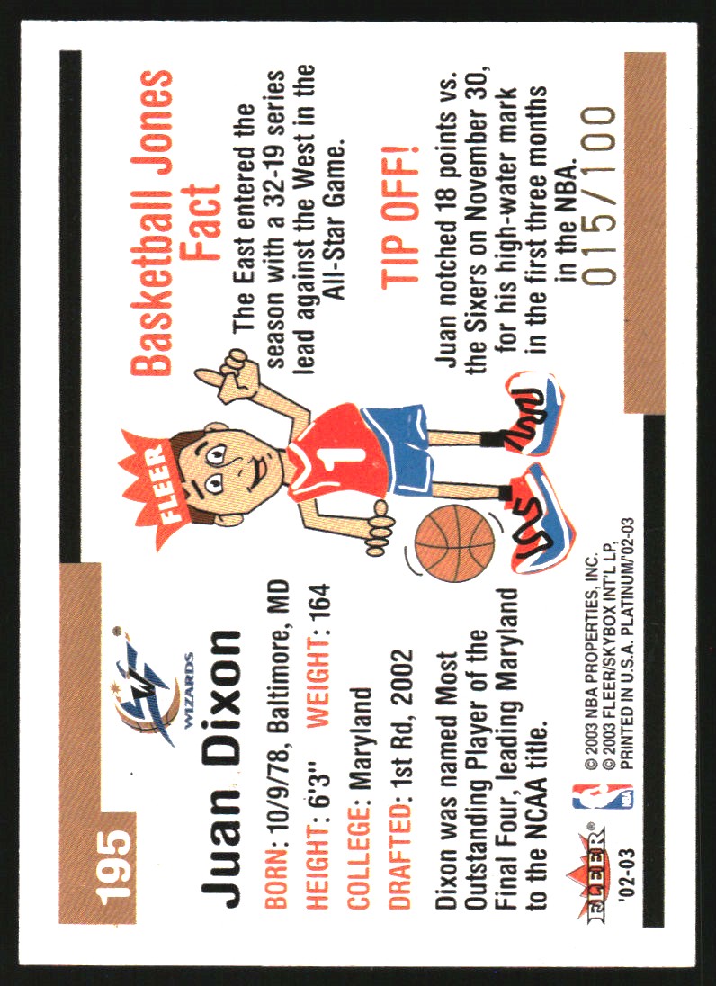 2002-03 Fleer Platinum Finish #195 Juan Dixon
