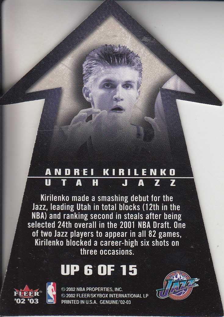 2002-03 Fleer Genuine On the Up #6 Andrei Kirilenko back image