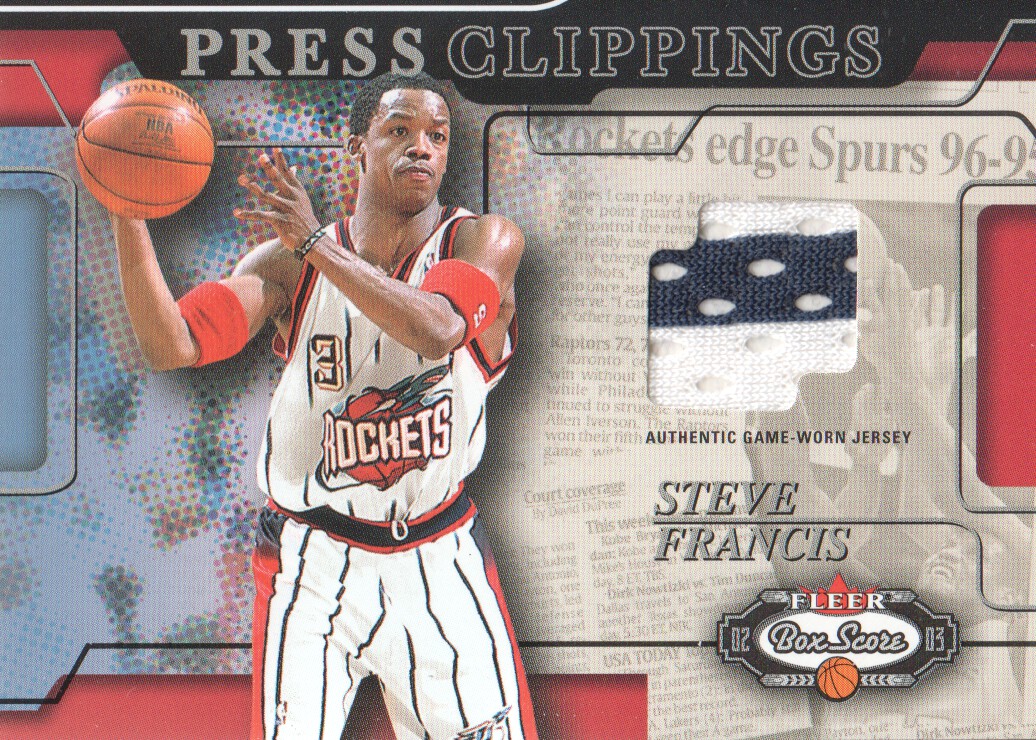 2002-03 Fleer Box Score Press Clippings Memorabilia #4 Steve Francis JSY