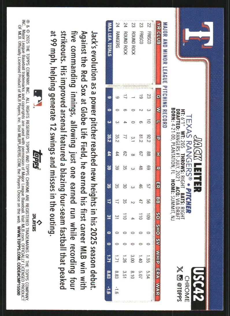 2025 Topps Chrome Update Sapphire Green #USC34 Caden Dana /99