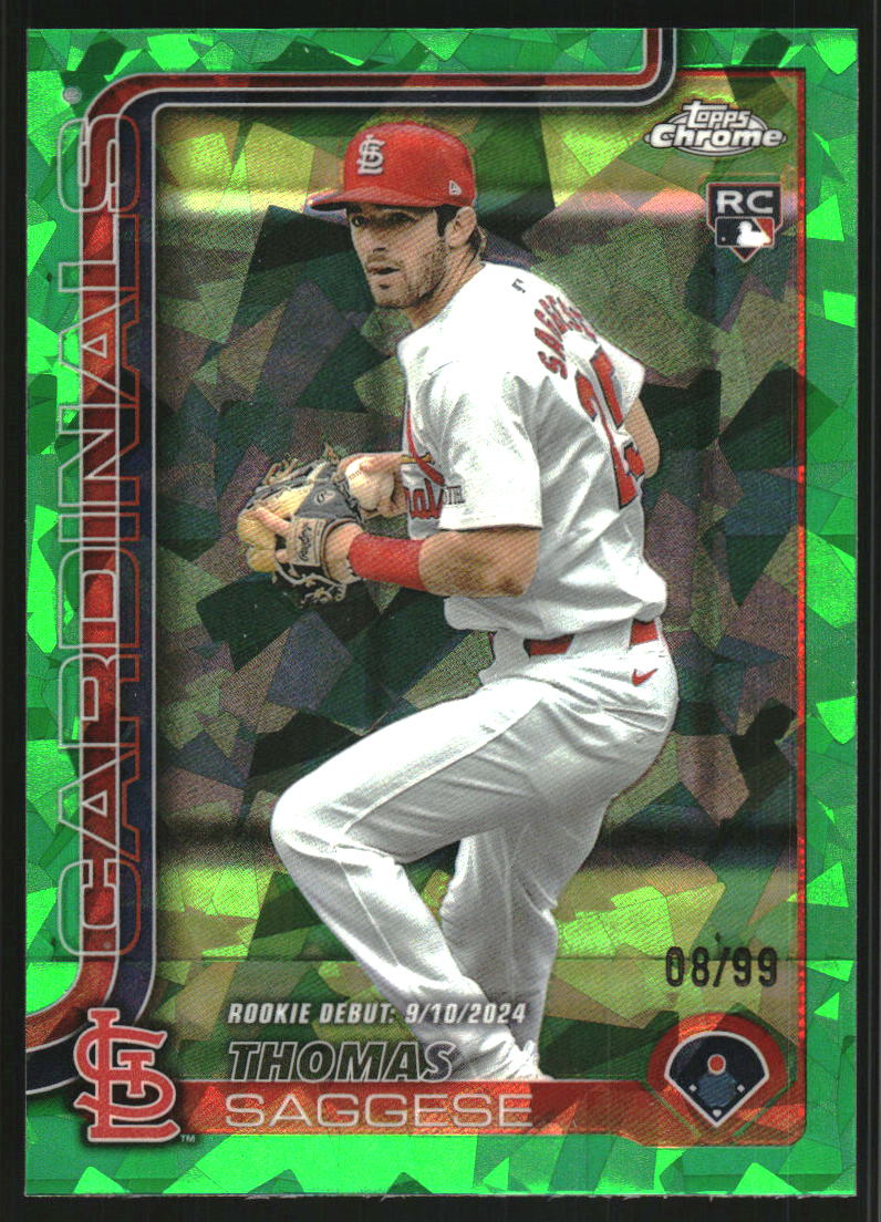 2025 Topps Chrome Update Sapphire Green #USC157 Thomas Saggese /99