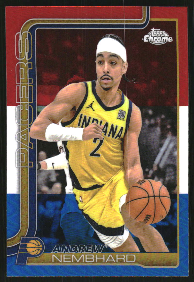 2025-26 Topps Chrome Red White and Blue Refractors #97 Andrew Nembhard
