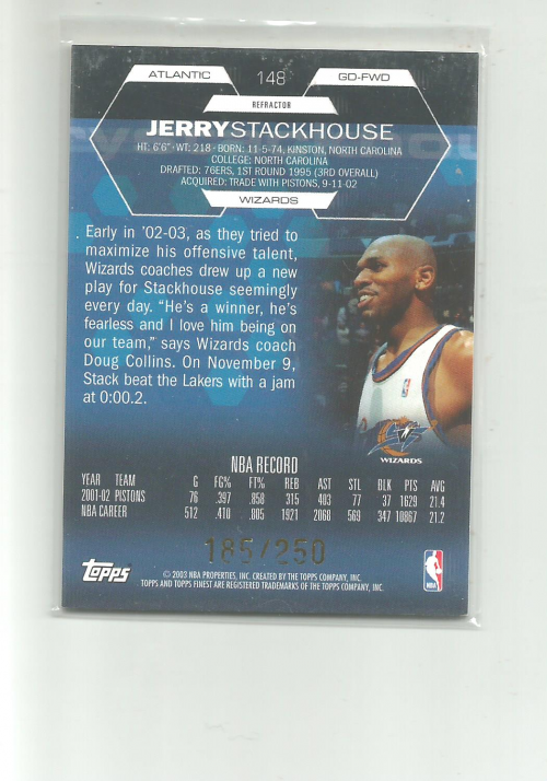 2002-03 Finest Refractors #148 Jerry Stackhouse JSY back image