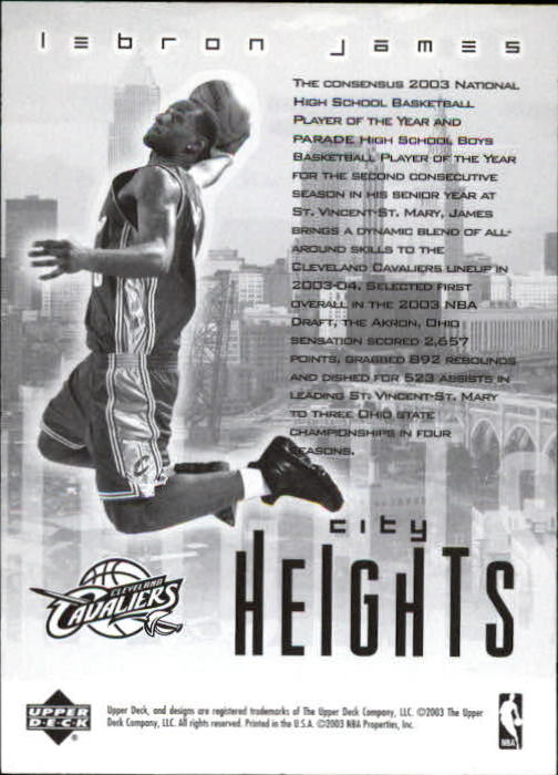 2003 Upper Deck City Heights LeBron James #NNO LeBron James back image