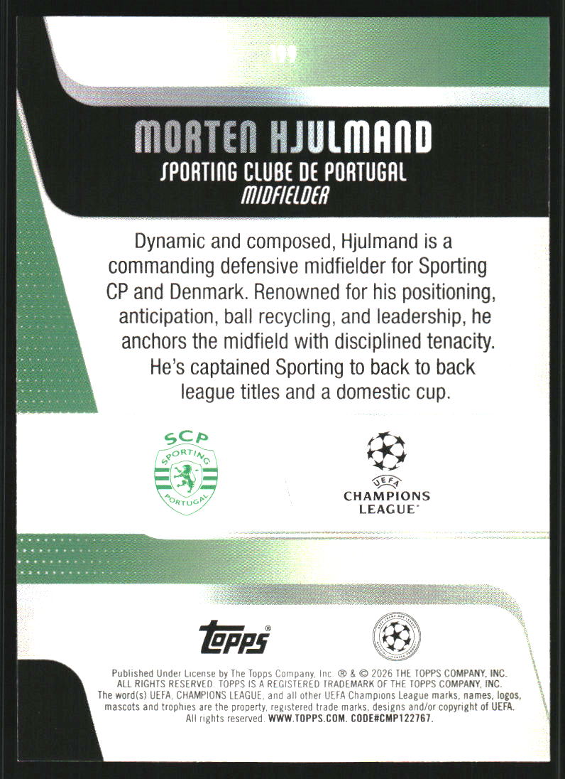 2025-26 Topps UEFA Club Competitions Orange Foil #199 Morten Hjulmand /25