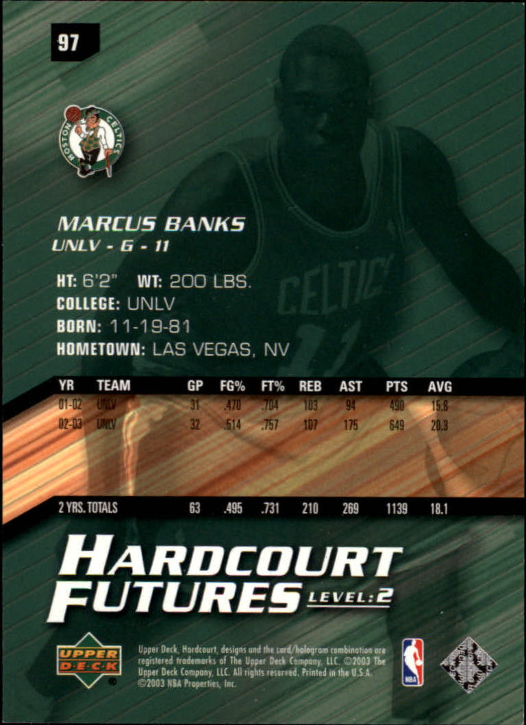 2003-04 Upper Deck Hardcourt #97 Marcus Banks RC back image