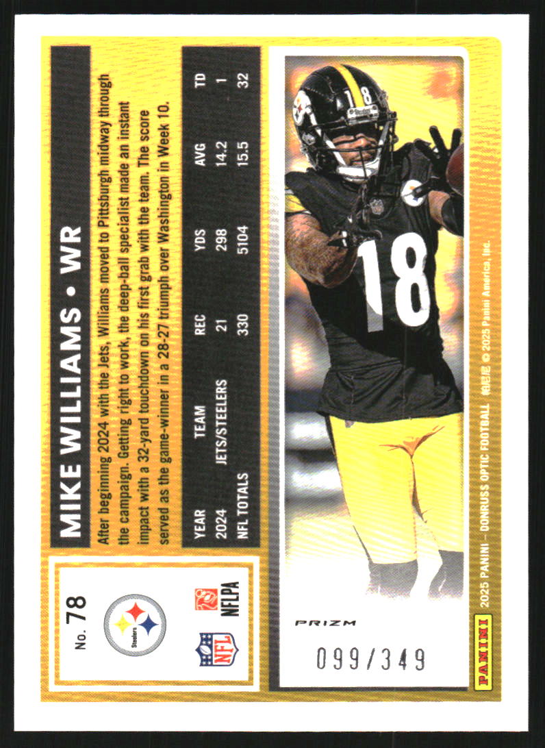 2025 Donruss Optic Aqua #78 Mike Williams /349