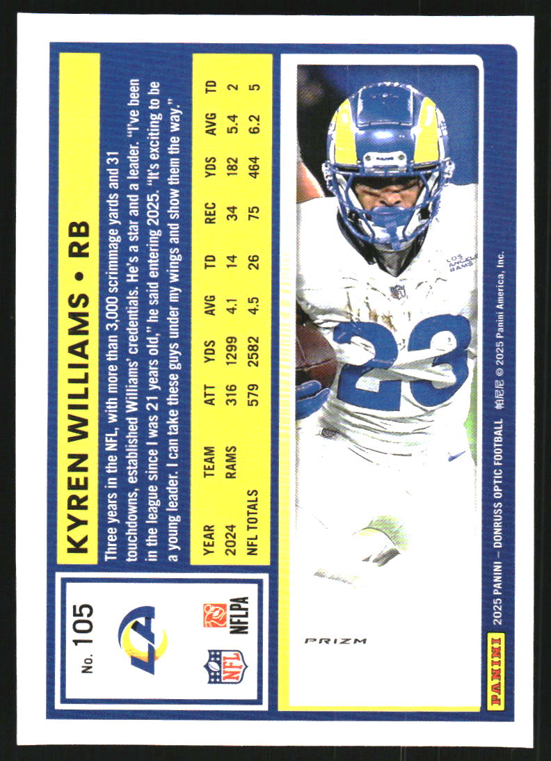 2025 Donruss Optic Freedom #105 Kyren Williams