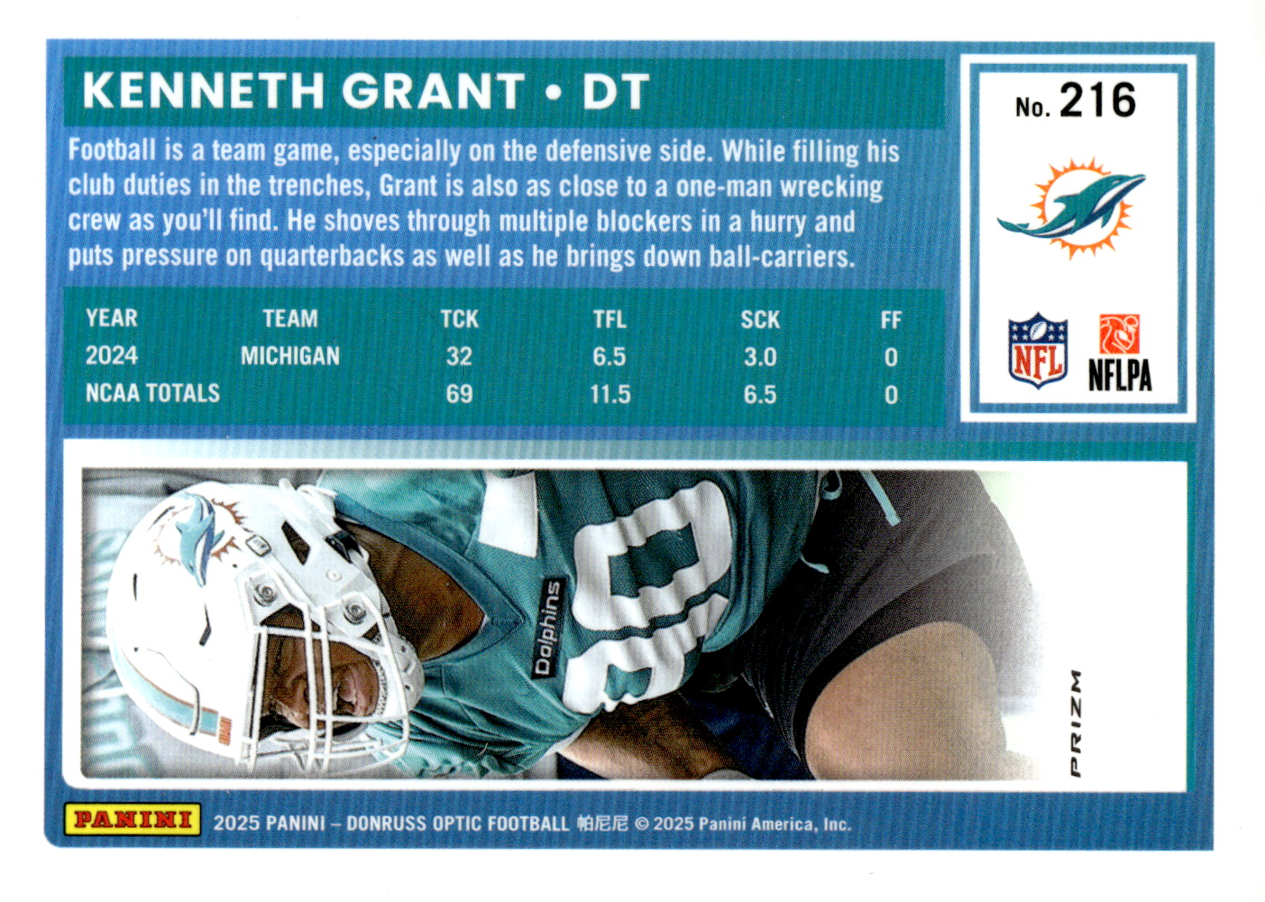 2025 Donruss Optic Purple Shock #216 Kenneth Grant RR back image