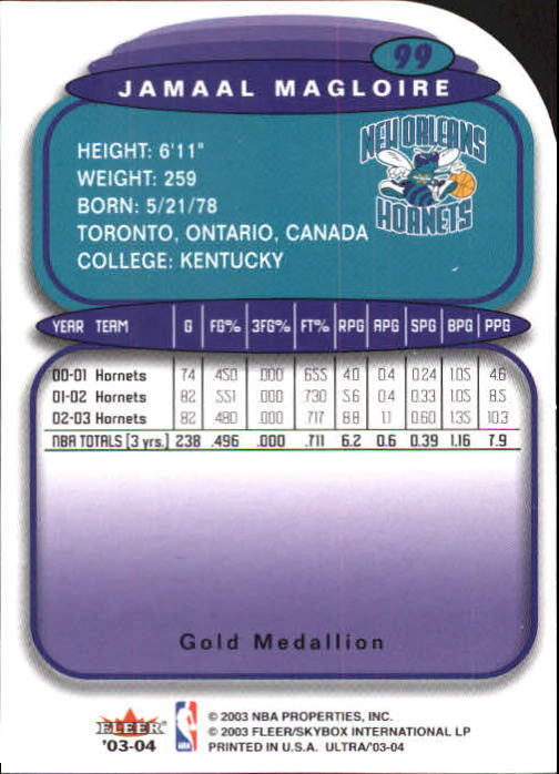 2003-04 Ultra Gold Medallion #99 Jamaal Magloire back image