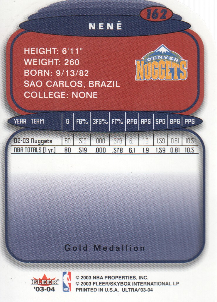 2003-04 Ultra Gold Medallion #162 Nene back image