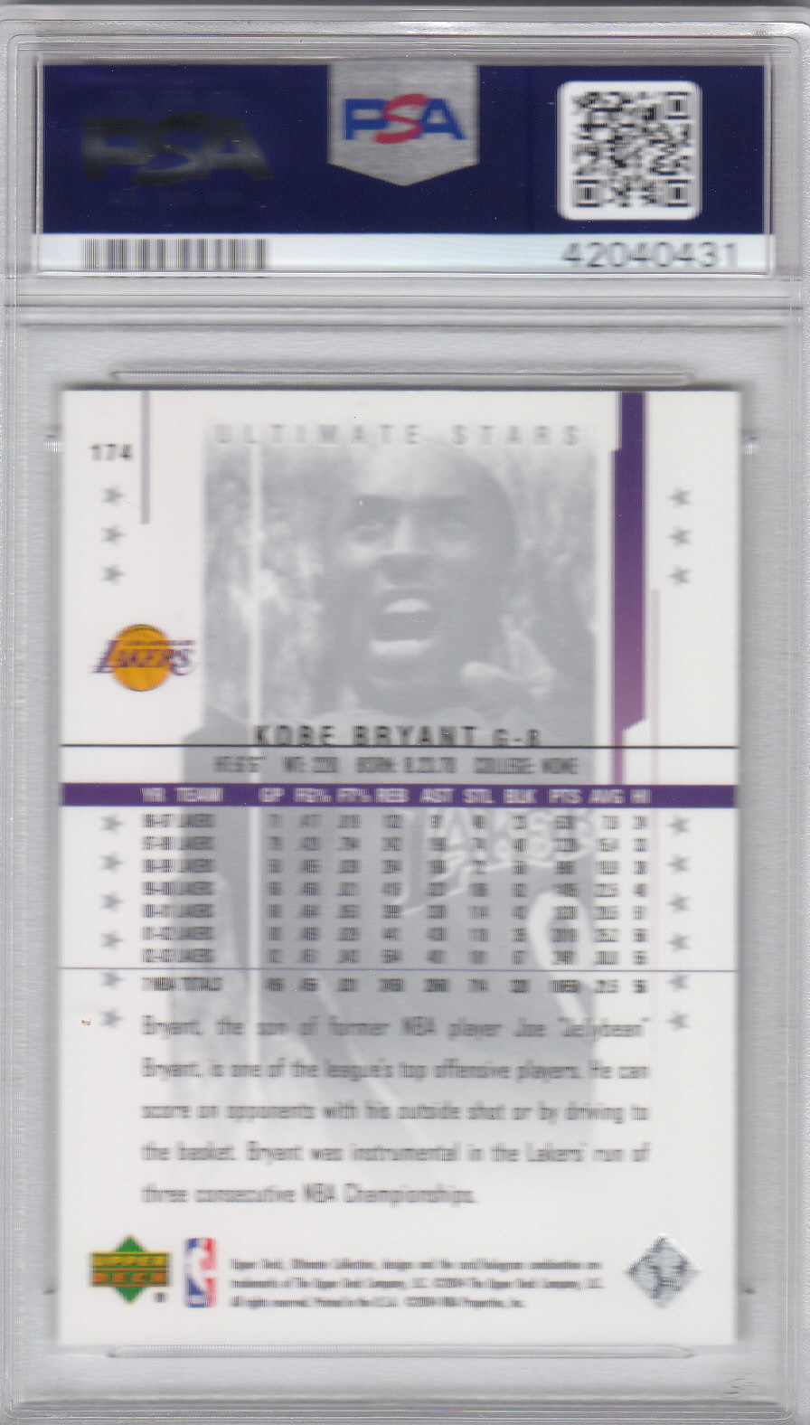 2003-04 Ultimate Collection #174 Kobe Bryant US back image