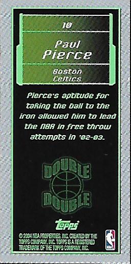 2003-04 Topps Rookie Matrix Minis #10 Paul Pierce back image