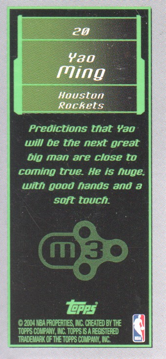 2003-04 Topps Rookie Matrix Minis #20 Yao Ming back image