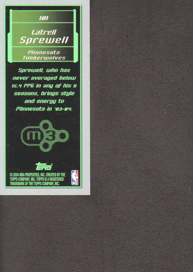 2003-04 Topps Rookie Matrix Minis #101 Latrell Sprewell back image
