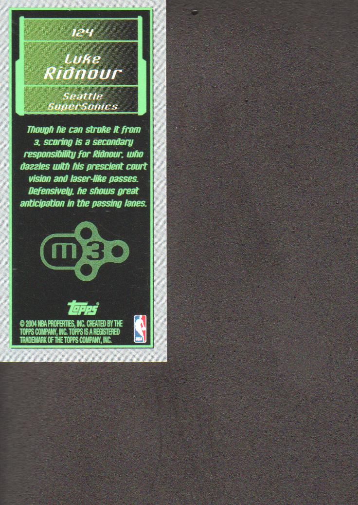 2003-04 Topps Rookie Matrix Minis #124 Luke Ridnour back image