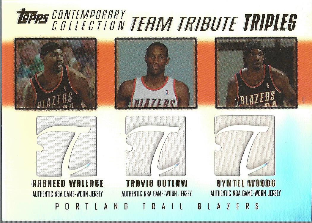 2003-04 Topps Contemporary Collection Team Tribute Triples #WOW Rasheed Wallace/Travis Outlaw/Qyntel Woods