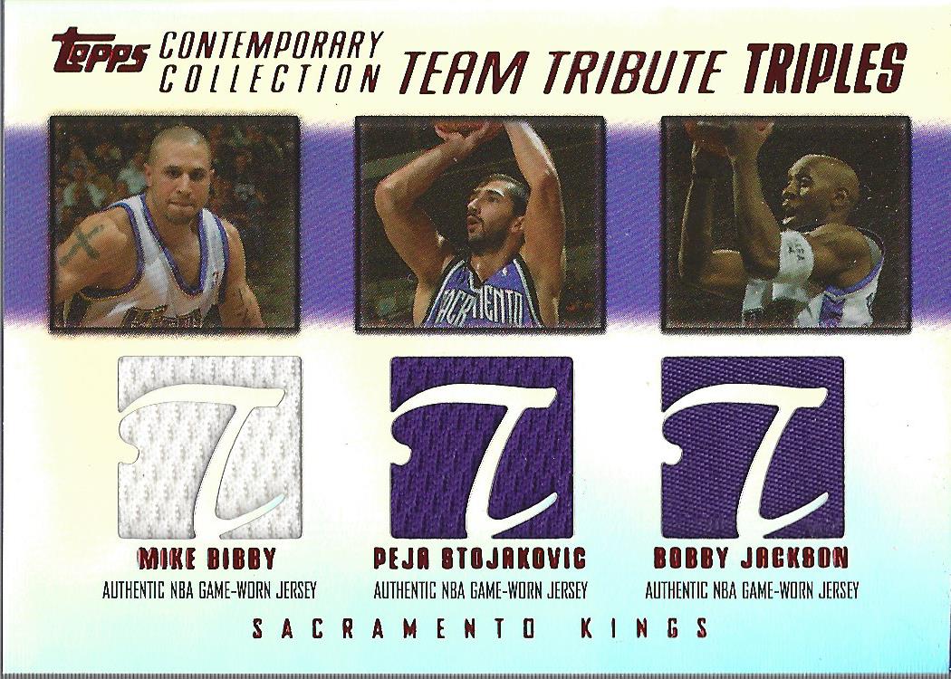 2003-04 Topps Contemporary Collection Team Tribute Triples Red #BSJ Mike Bibby/Peja Stojakovic/Bobby Jackson