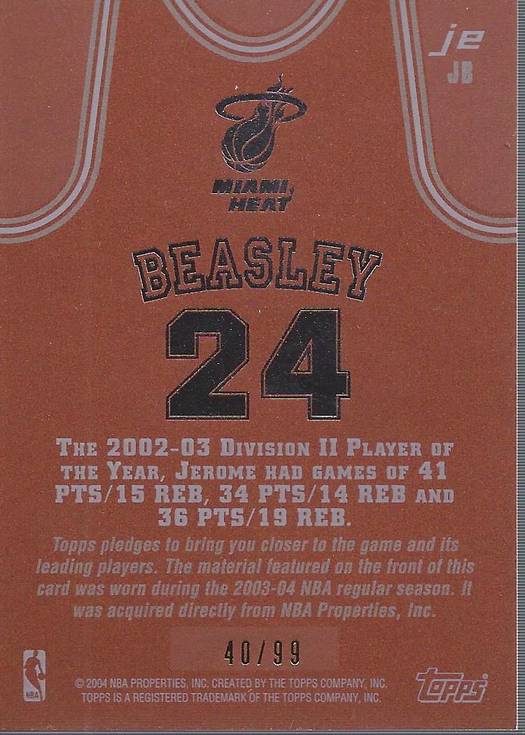 2003-04 Topps Jersey Edition Copper #JB Jerome Beasley back image