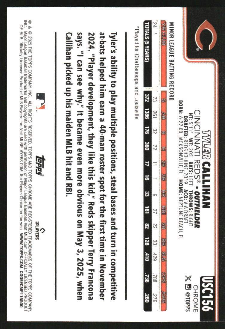 2025 Topps Chrome Update Geometric Refractors #USC156 Tyler Callihan