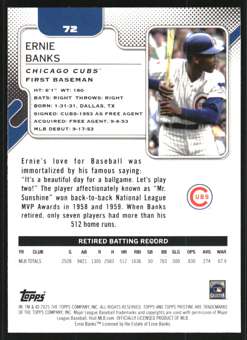 2025 Topps Pristine #72 Ernie Banks