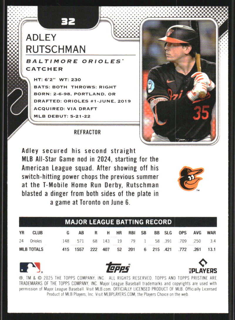 2025 Topps Pristine Refractors #32 Adley Rutschman