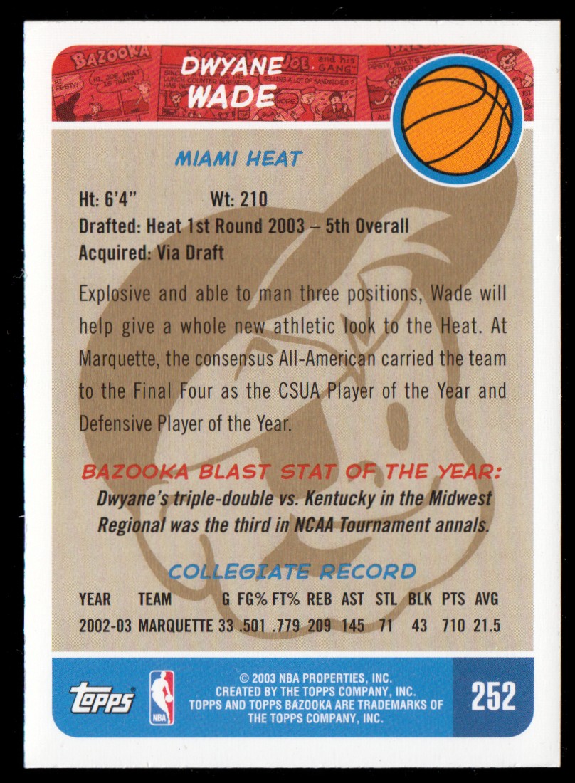 2003-04 Bazooka Parallel #252A Dwyane Wade back image