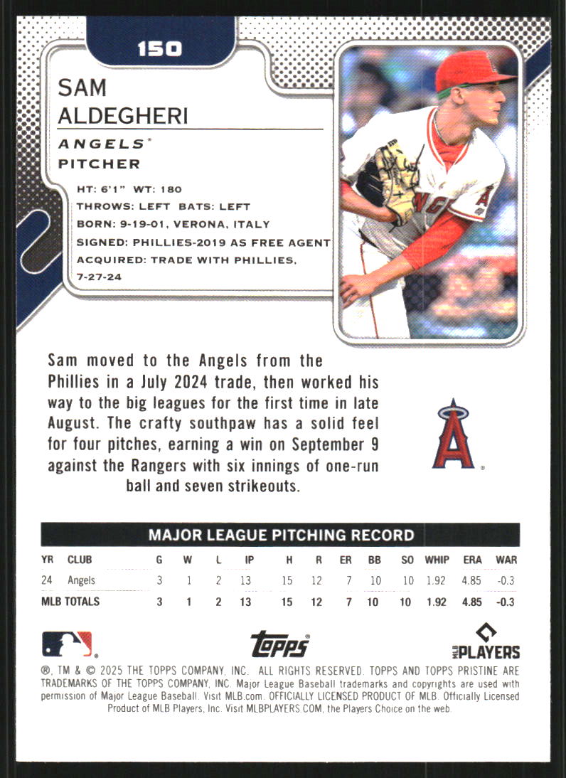 2025 Topps Pristine Blue Refractors #150 Sam Aldegheri /75