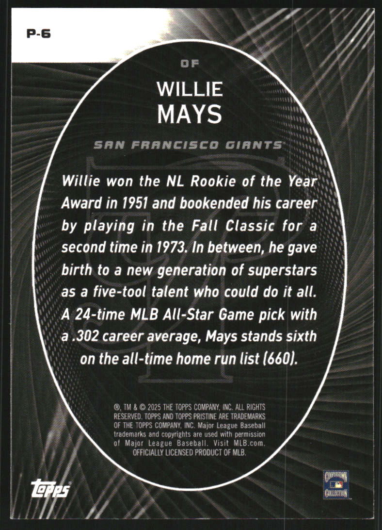 2025 Topps Pristine Perseverance #P6 Willie Mays