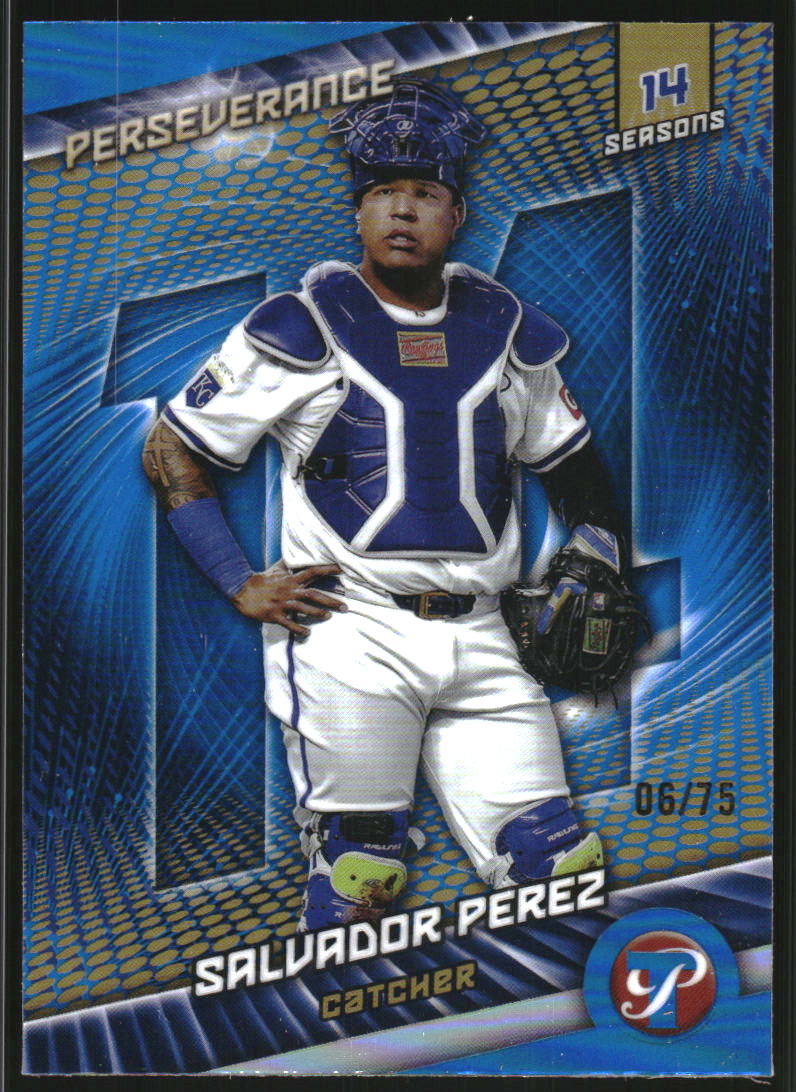 2025 Topps Pristine Perseverance Blue Refractors #P25 Salvador Perez /75