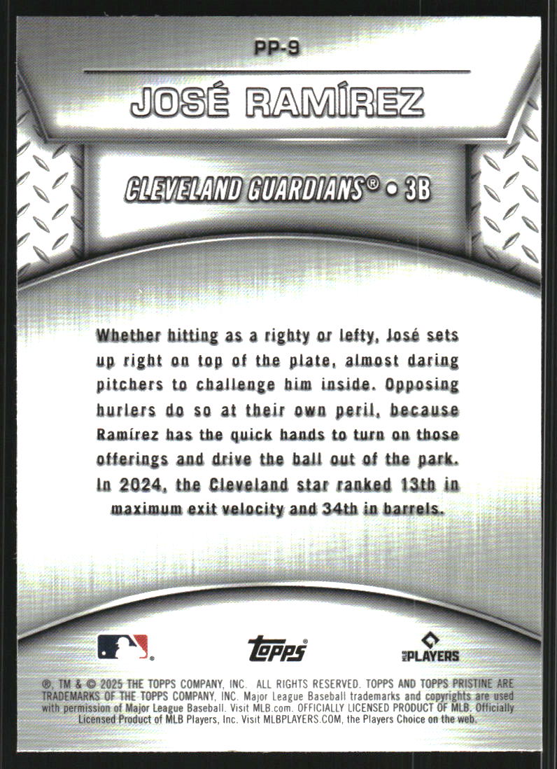 2025 Topps Pristine Plated and Polished Blue Refractors #PP9 Jose Ramirez /75