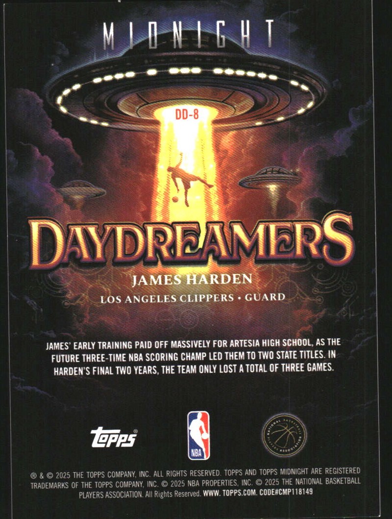 2025-26 Topps Midnight Daydreamers #DD8 James Harden