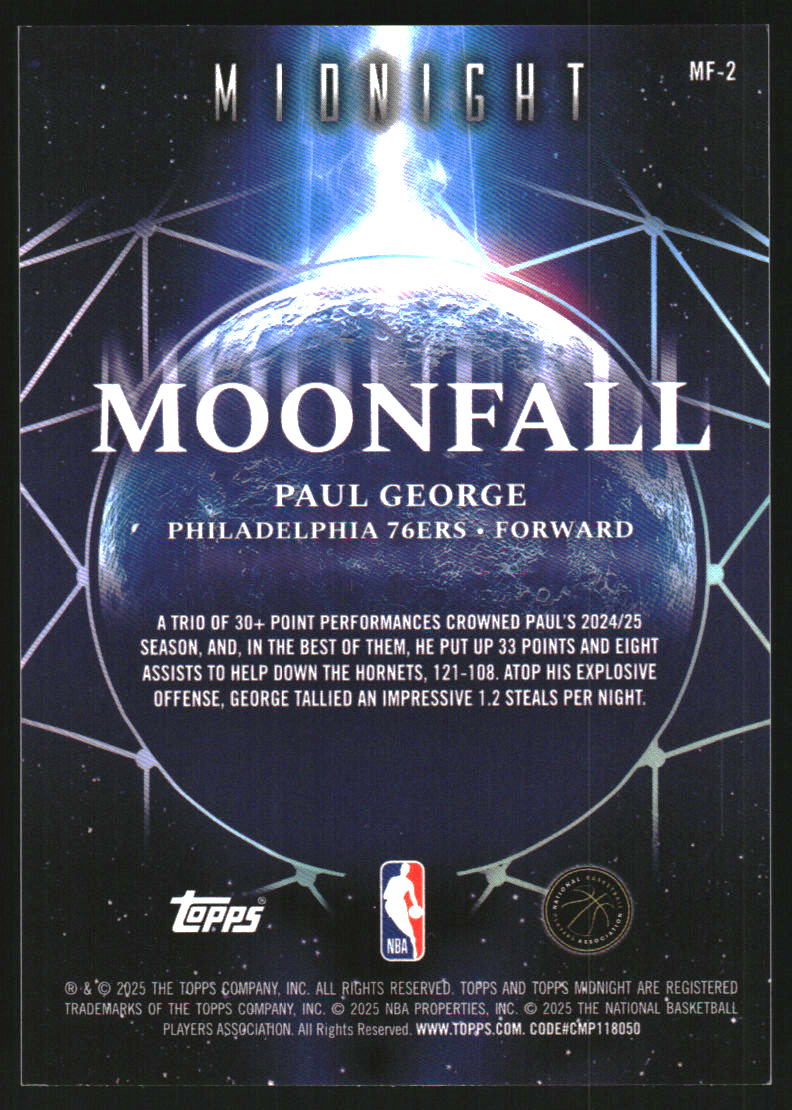2025-26 Topps Midnight Moonfall Morning #MF2 Paul George /149