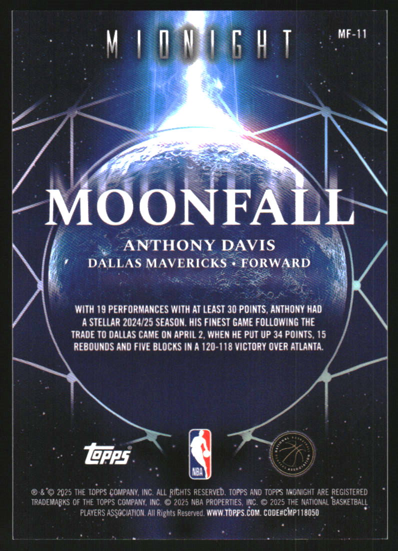 2025-26 Topps Midnight Moonfall Morning #MF11 Anthony Davis /149