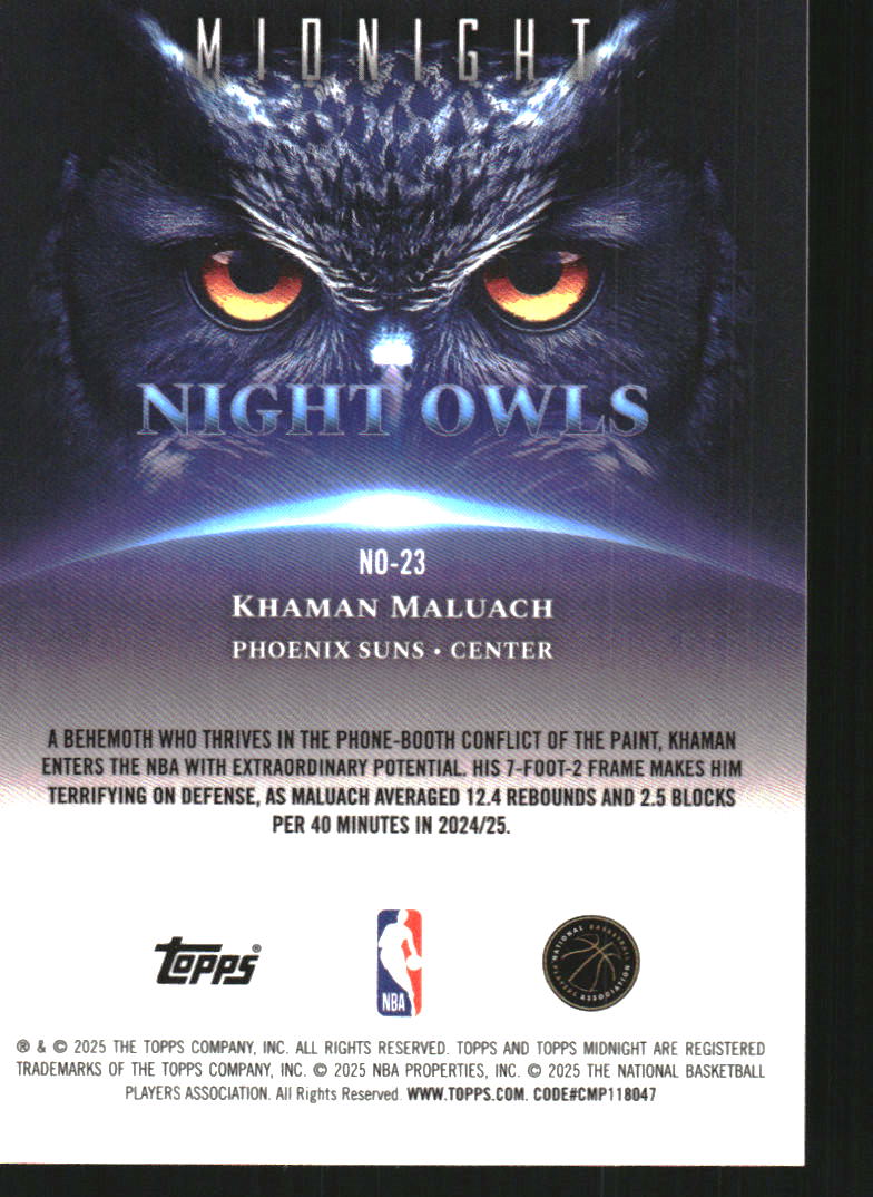 2025-26 Topps Midnight Night Owls Morning #NO23 Khaman Maluach /149