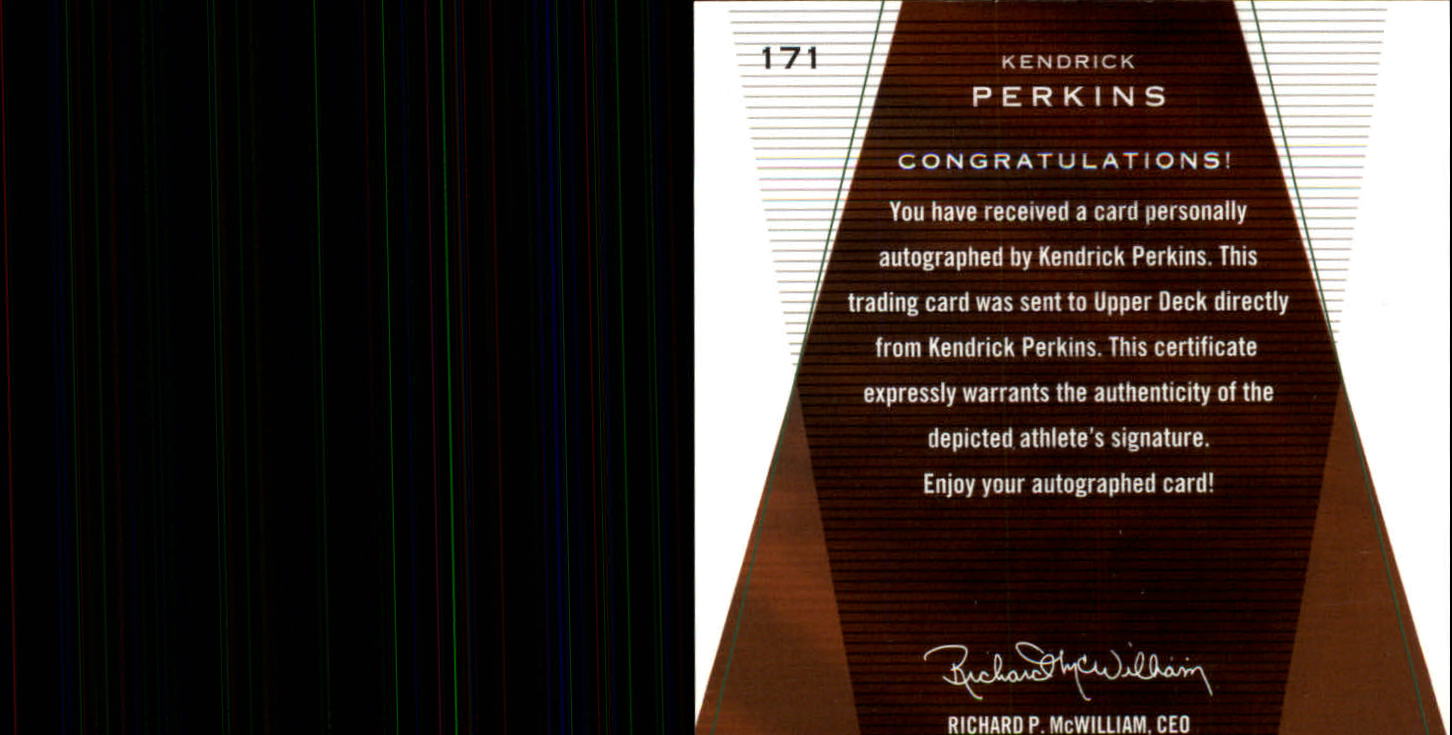 2003-04 SP Authentic #171 Kendrick Perkins AU RC back image