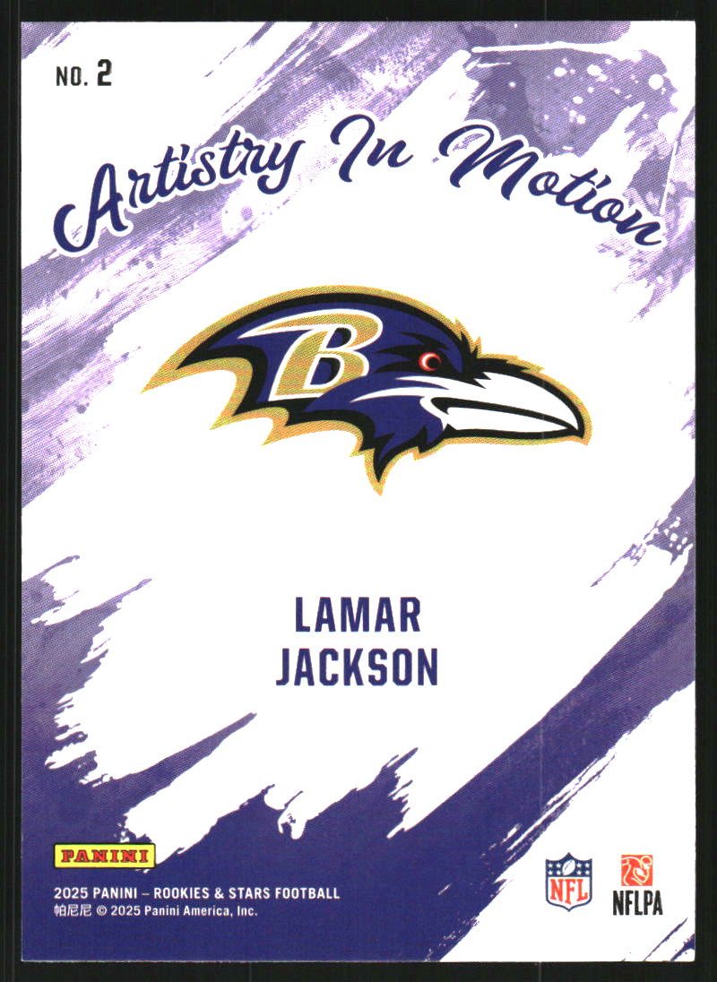 2025 Rookies and Stars Artistry in Motion #2 Lamar Jackson