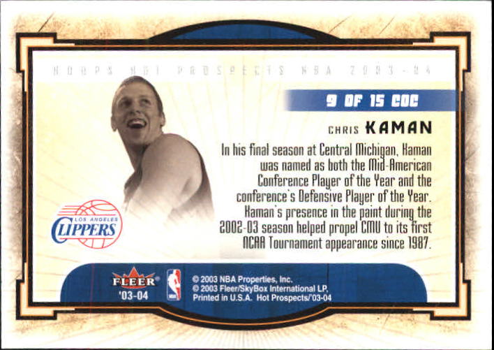 2003-04 Hoops Hot Prospects Cream of the Crop #9 Chris Kaman