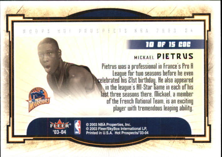 2003-04 Hoops Hot Prospects Cream of the Crop #10 Mickael Pietrus