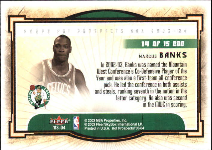 2003-04 Hoops Hot Prospects Cream of the Crop #14 Marcus Banks