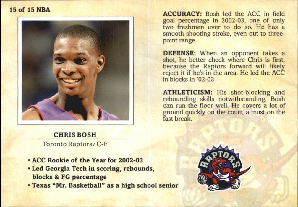 2003-04 Fleer Platinum NBA Scouting Report #15 Chris Bosh