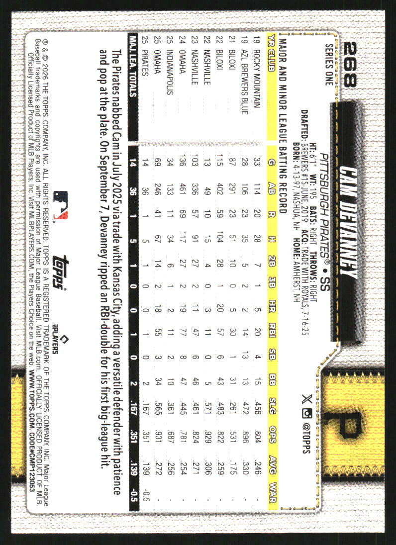 2026 Topps #268 Cam Devanney RC