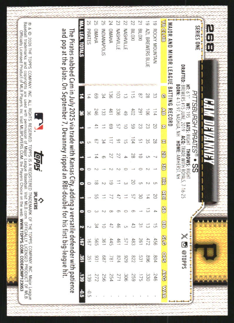 2026 Topps Rainbow Foil #268 Cam Devanney
