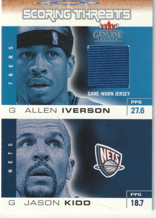 2003-04 Fleer Genuine Insider Scoring Threats Game Used #2 Allen Iverson Jersey/Jason Kidd